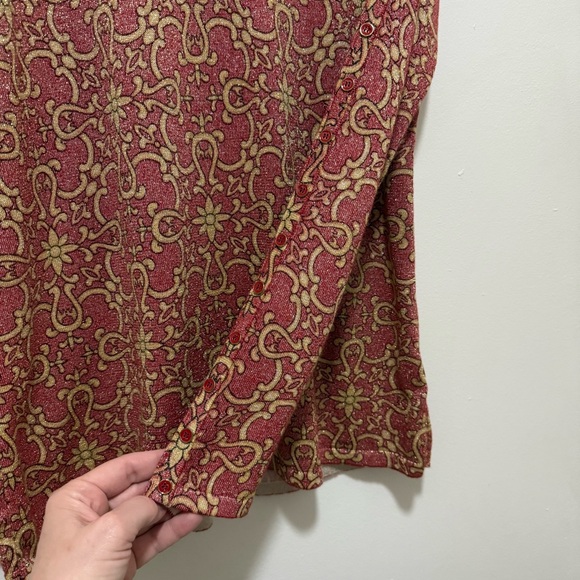 J. McLaughlin sparkly red/maroon/gold top, size L - Picture 6 of 8